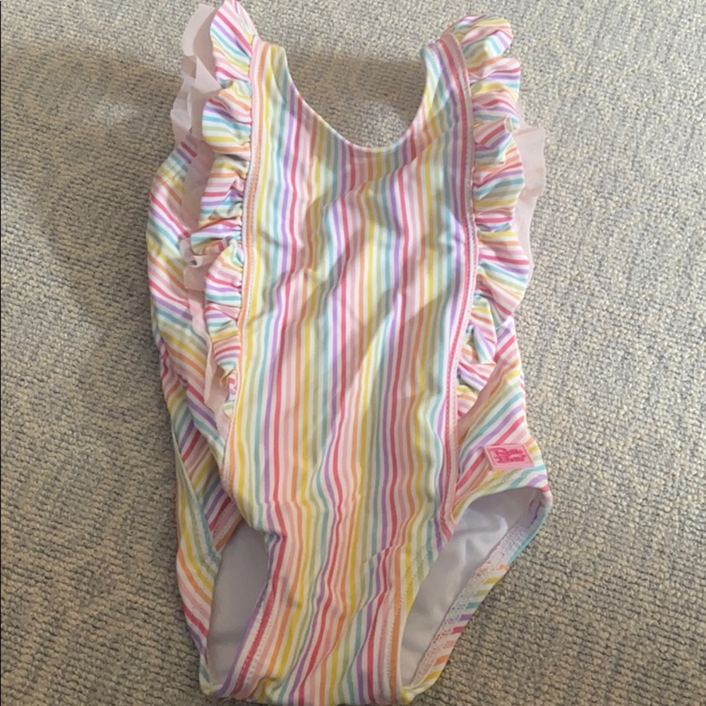 Ruffle Buts rainbow striped swimsuit